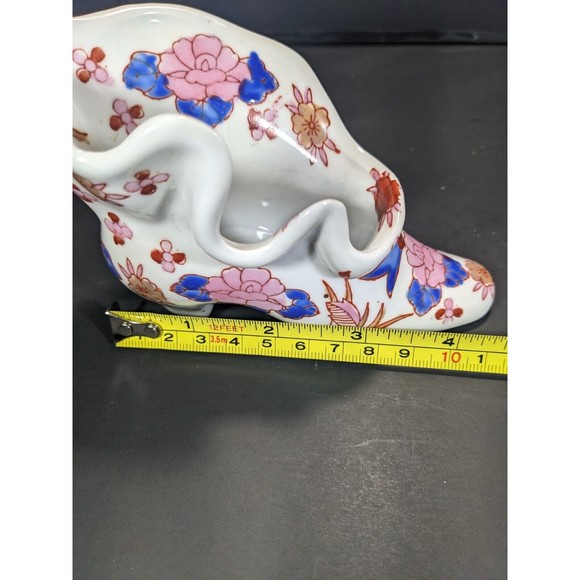 Vtg Set of 2 Porcelain Blue Pink Ruffle Victorian Style Shoe Boot Vase Planter - Picture 8 of 9